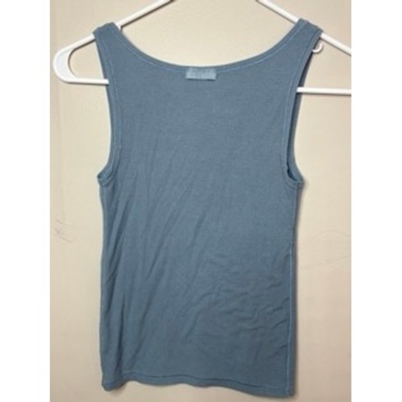 Skims Cotton Rib Tank Top Dusty Blue Scoop Neck Ribbed Sleeveless Shirt Medium - Picture 3 of 4